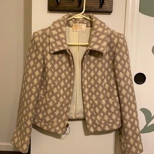 Vintage Wool Beige Patterned Women's Jacket